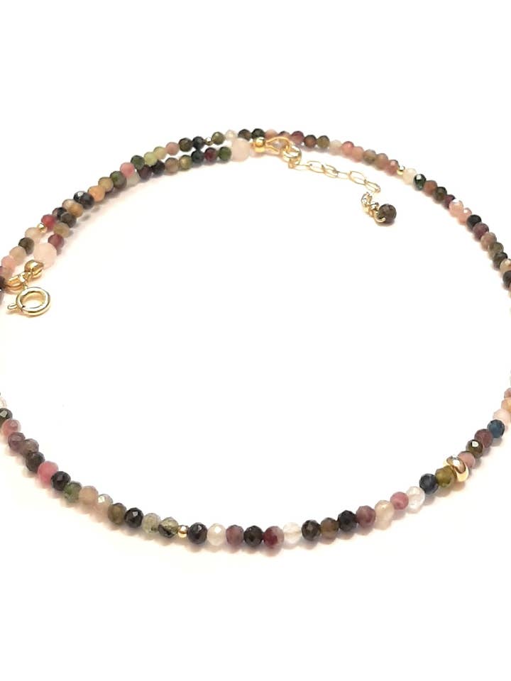 Veelkleurige ketting van toermalijn en 925 verguld zilver voor wholesale door Andréa Chereau