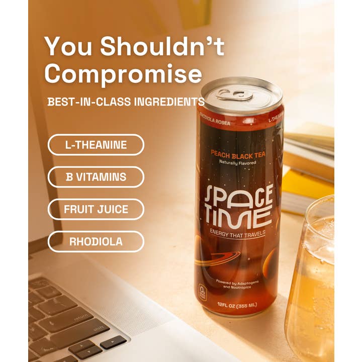 SpaceTime - Wholesale Soda/Carbonated Drink - PEACH TEA - (12 Pack)4