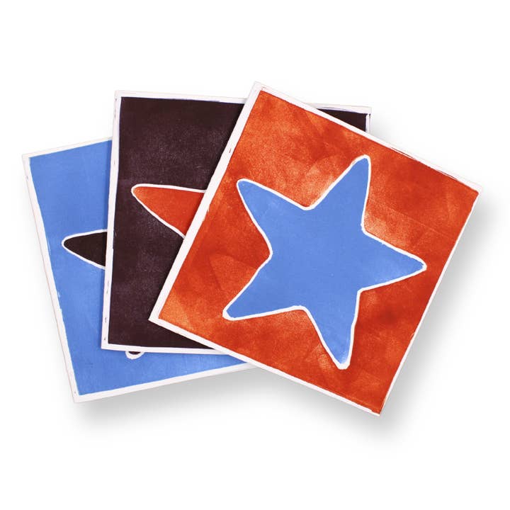 Blockdruck-Sternkarten (3er-Pack) für den Großhandel von Letterpress PLAY