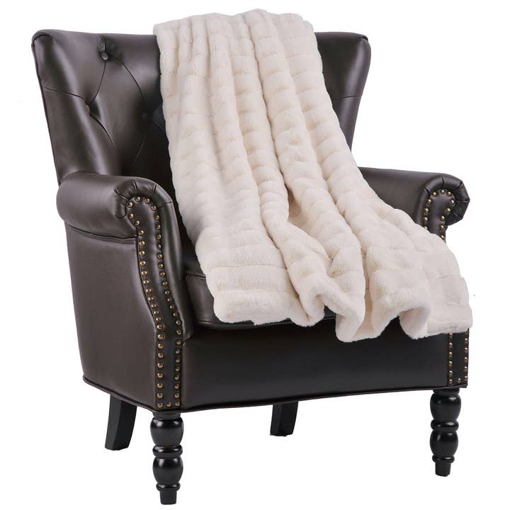 Cypress Linen / Bluff City Bedding - Wholesale Throw Blanket - Cozy Soft Oversized 60 X 80 Throw Blanket Ribbed Plush for Couch or Bed