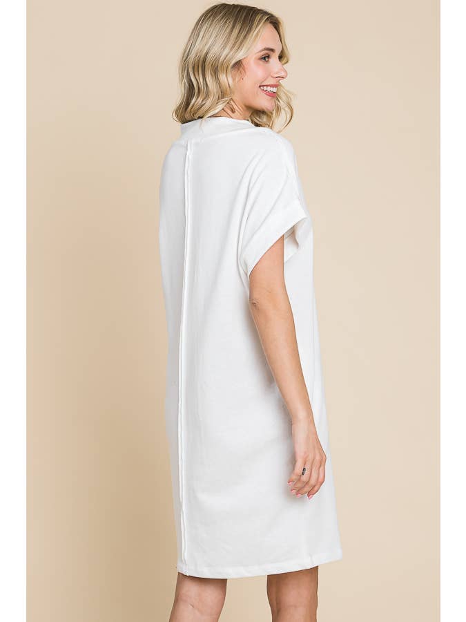 Culture Code - Wholesale Dress - Women's - CFD1293A - LOOSE HIGH NECK OUTSEAM SHIFT DRESS