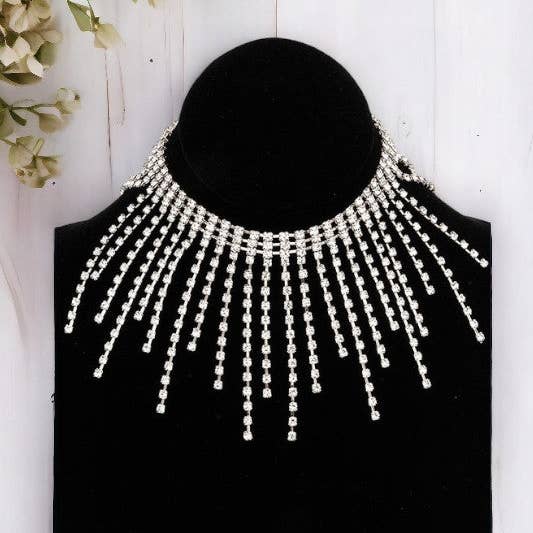Andrea Bijoux - Wholesale Bib necklace - Spike Fringe Out Rhinestone Collar Necklace1