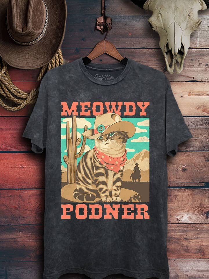 Top Gráfico Meowdy Podner por atacado de Lotus Fashion Collection