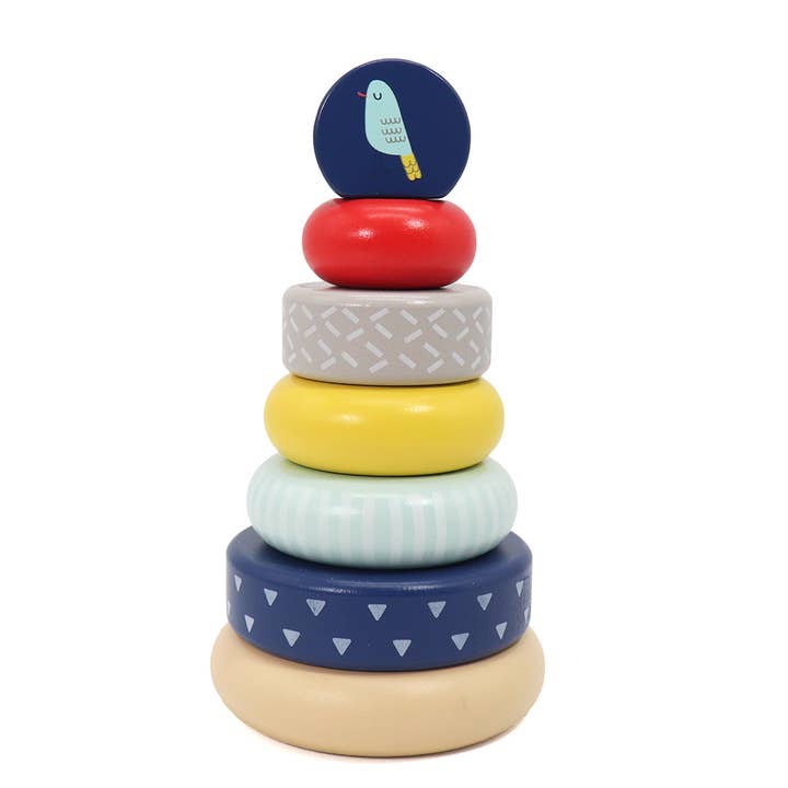 Leo & Friends - Wholesale Stacking Rings Game - Baby - Leo & Friends Wooden Stacking Toys, 6 Wooden Rings1