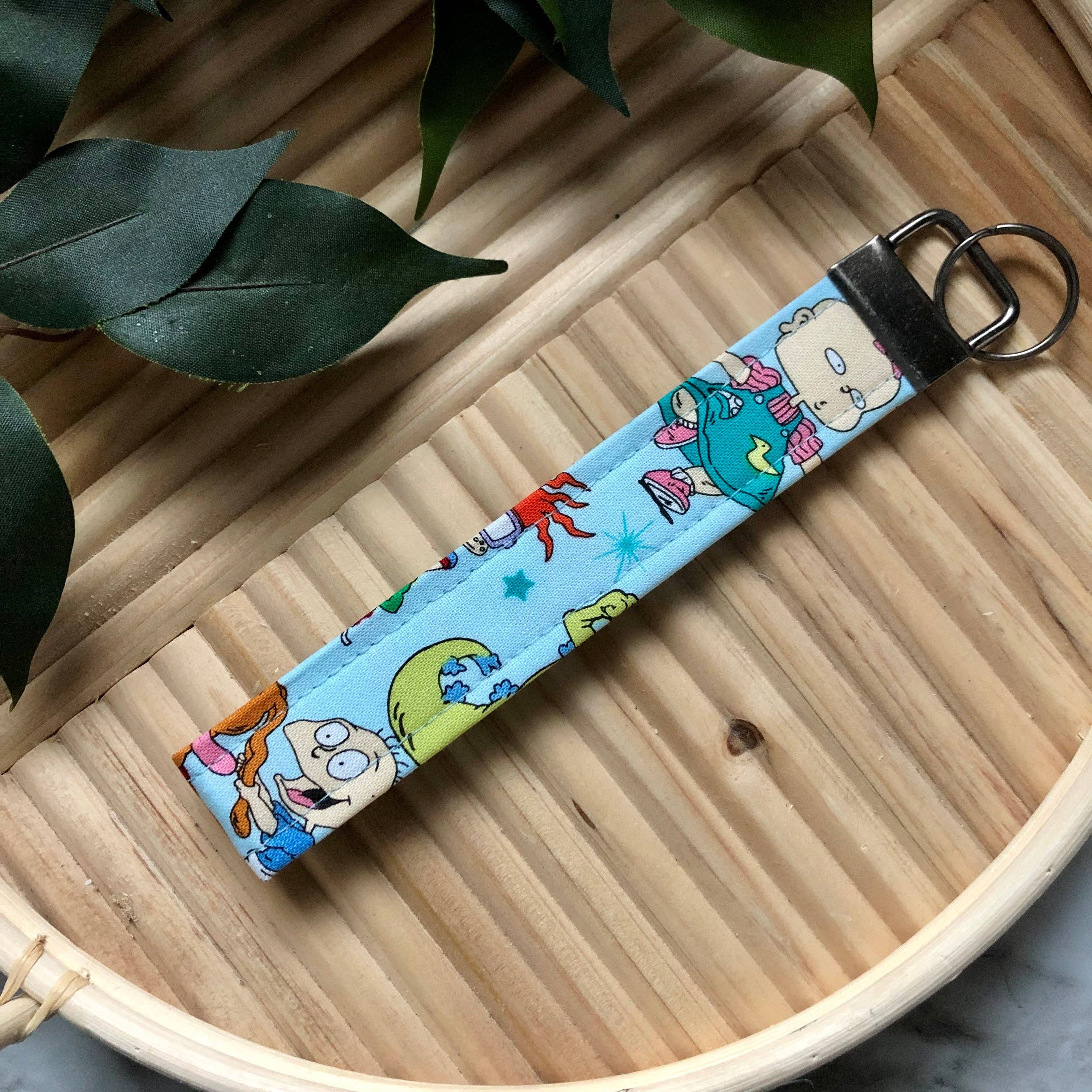 MDStickerShop - Wholesale Keychain - Women's - Rugrats Print Fabric Wristlet Keychain, Key Fob1