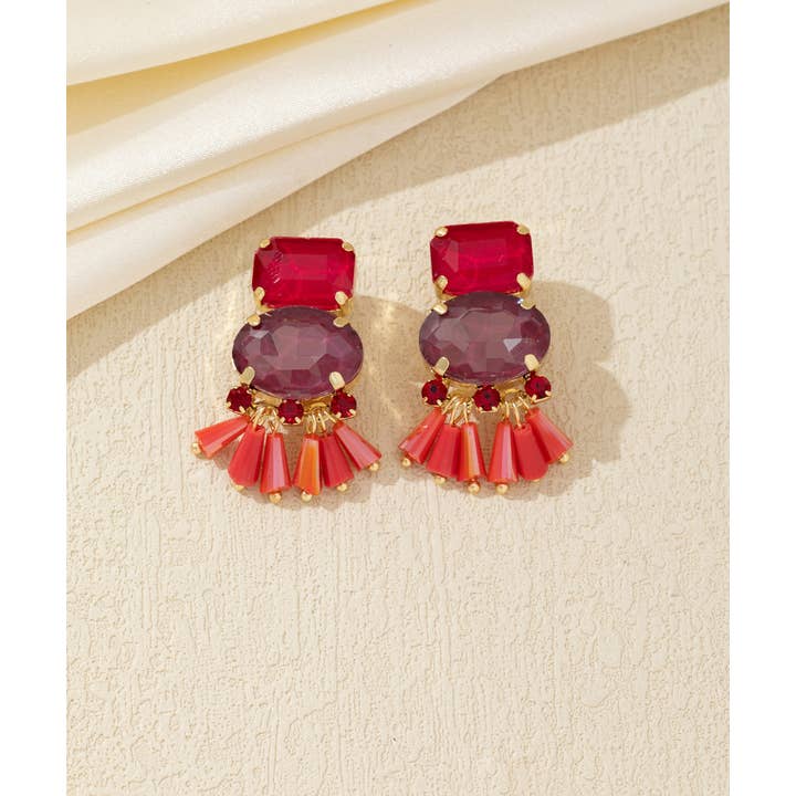 Blossom bijoux – Engroshandel Clip-on-øreringe – Øreringe med klips i facetslebet glas med vedhæng – 26AHBOL0073