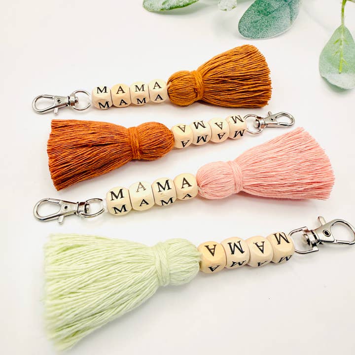 MarissaDDesigns - Wholesale Keychain - Women's - Macrame Mama Tassel Keychain | Handmade Boho Keychain | Mama11