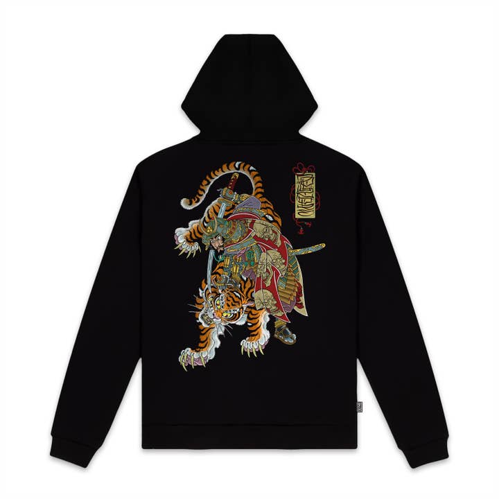 Tiger And Soldier Hoodie, zwart... 65% katoen voor wholesale door Dolly Noire