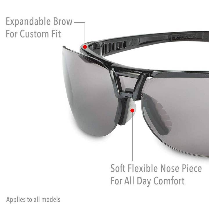 Benhalex - Wholesale Sunglasses - Unisex - Uvex Protege Safety Glasses Anti-fog Gray Lens Made in USA