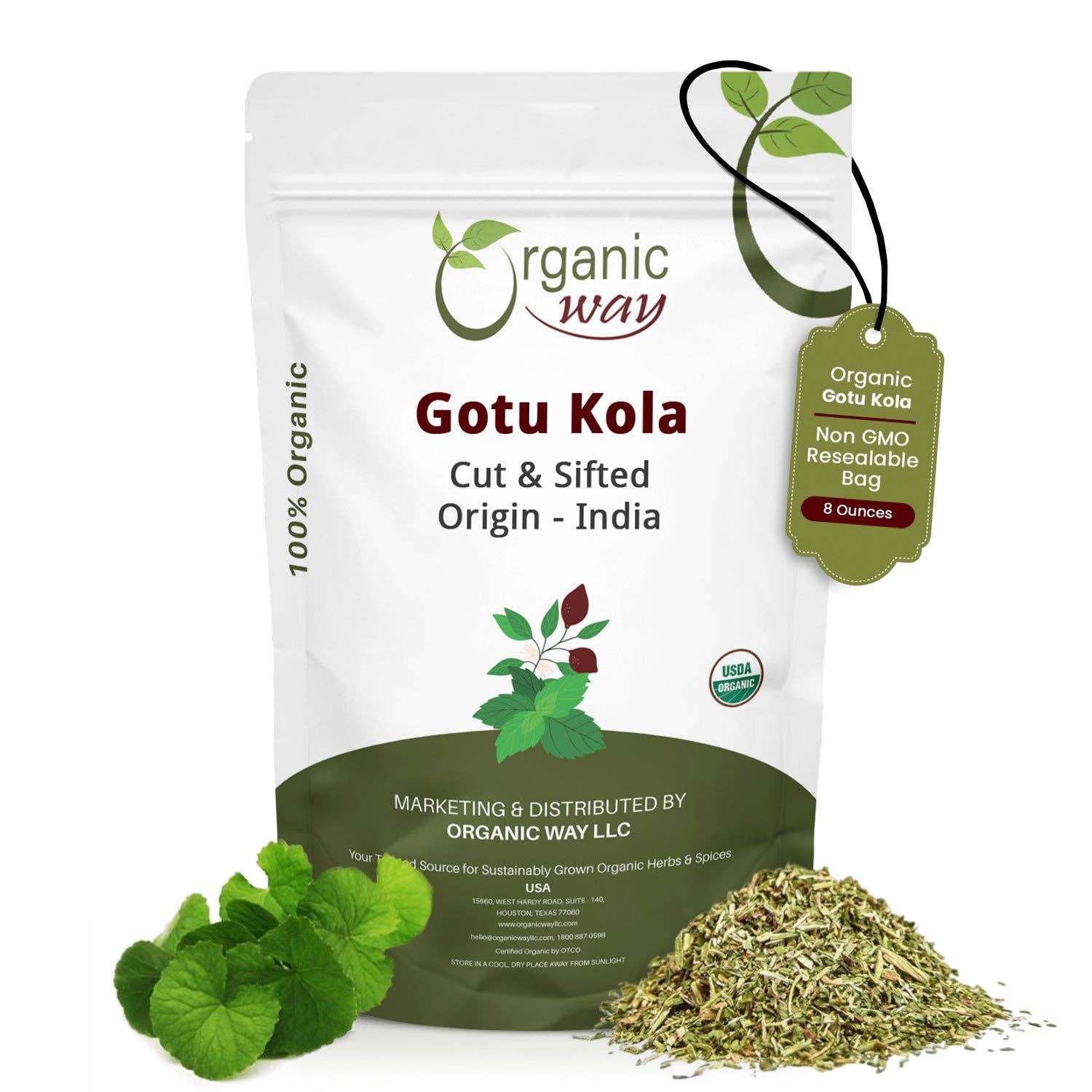 Organic Way LLC – Großhandel Kräuter – Getrocknete Gotu Kola, geschnitten & gesiebt (Centella asiatica) - Koscher zertifiziert | Roh, vegan, gentechnikfrei & glutenfrei | USDA-zertifiziert | Herkunft - Indien10