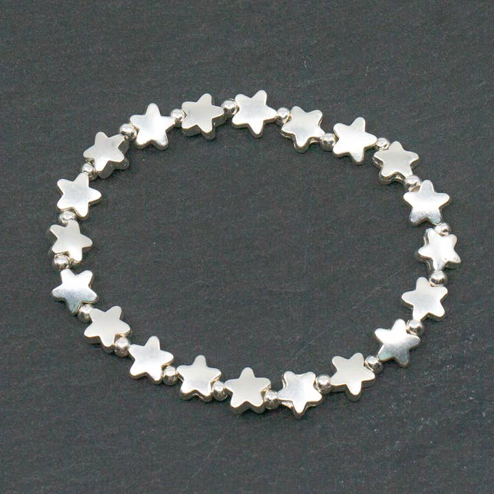 Bracelet étoile élastique en plaqué argent pour la vente par Suzie Blue Canada