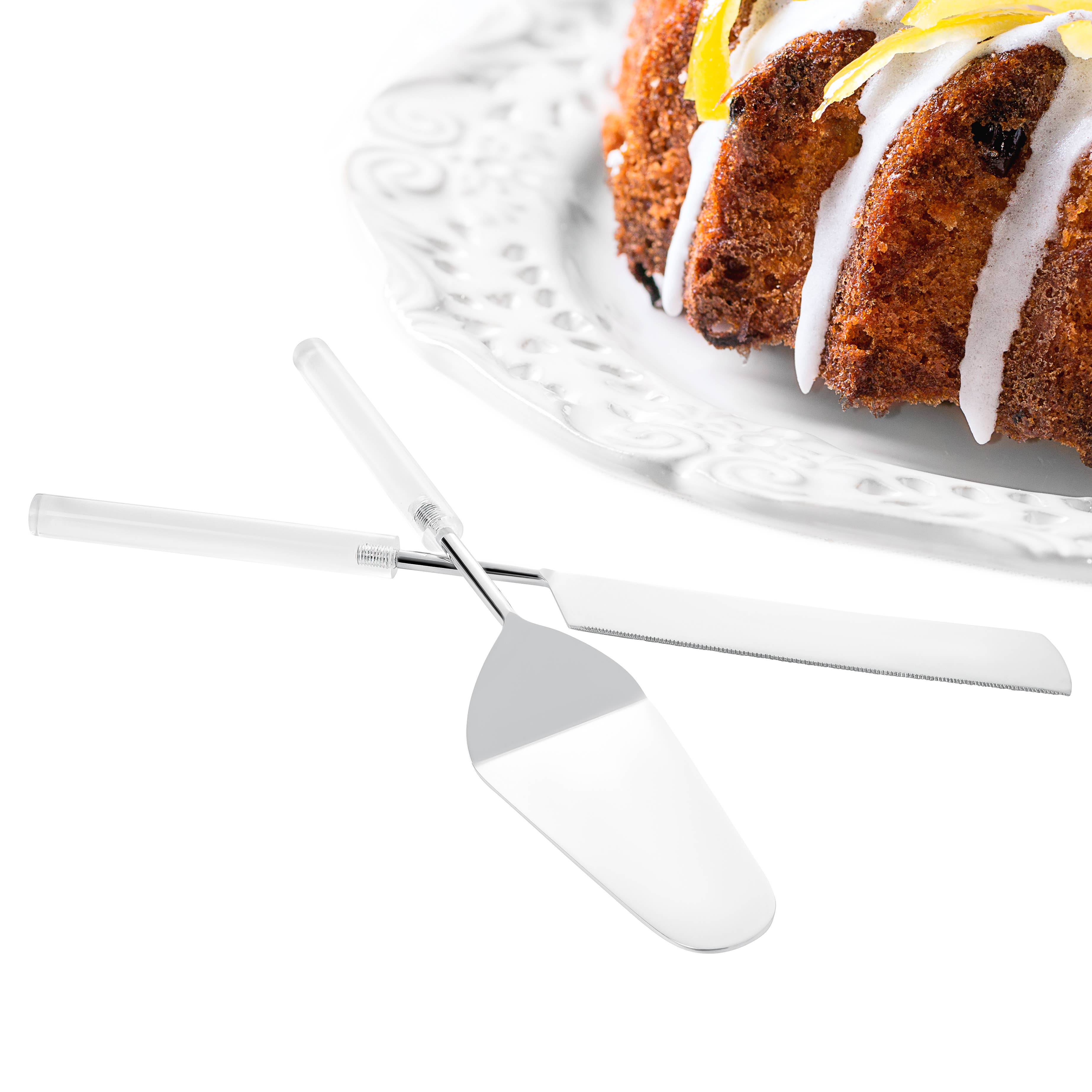 VIVIENCE – wholesale Serving utensil – Cake/Salad Server Set with Marble Handle1
