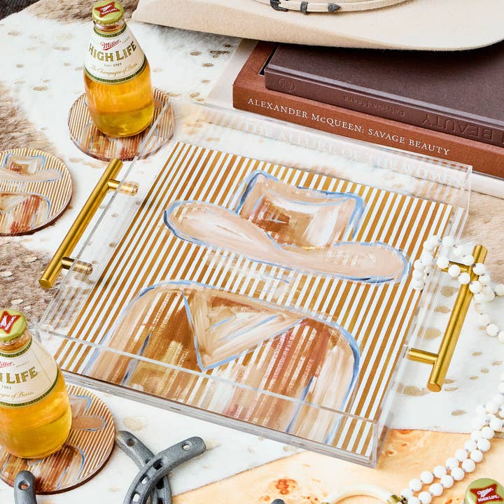 Tart By Taylor - Wholesale Decorative Tray - Outlaw Acrylic Tray With Gold Handles