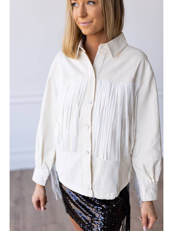 White Get Back To Me Jacket for wholesale on Faire