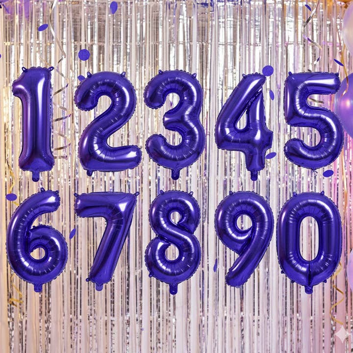 Purple Foil Number Balloons (0 to 9) - 34 in. for wholesale by THE BALLOON HUB