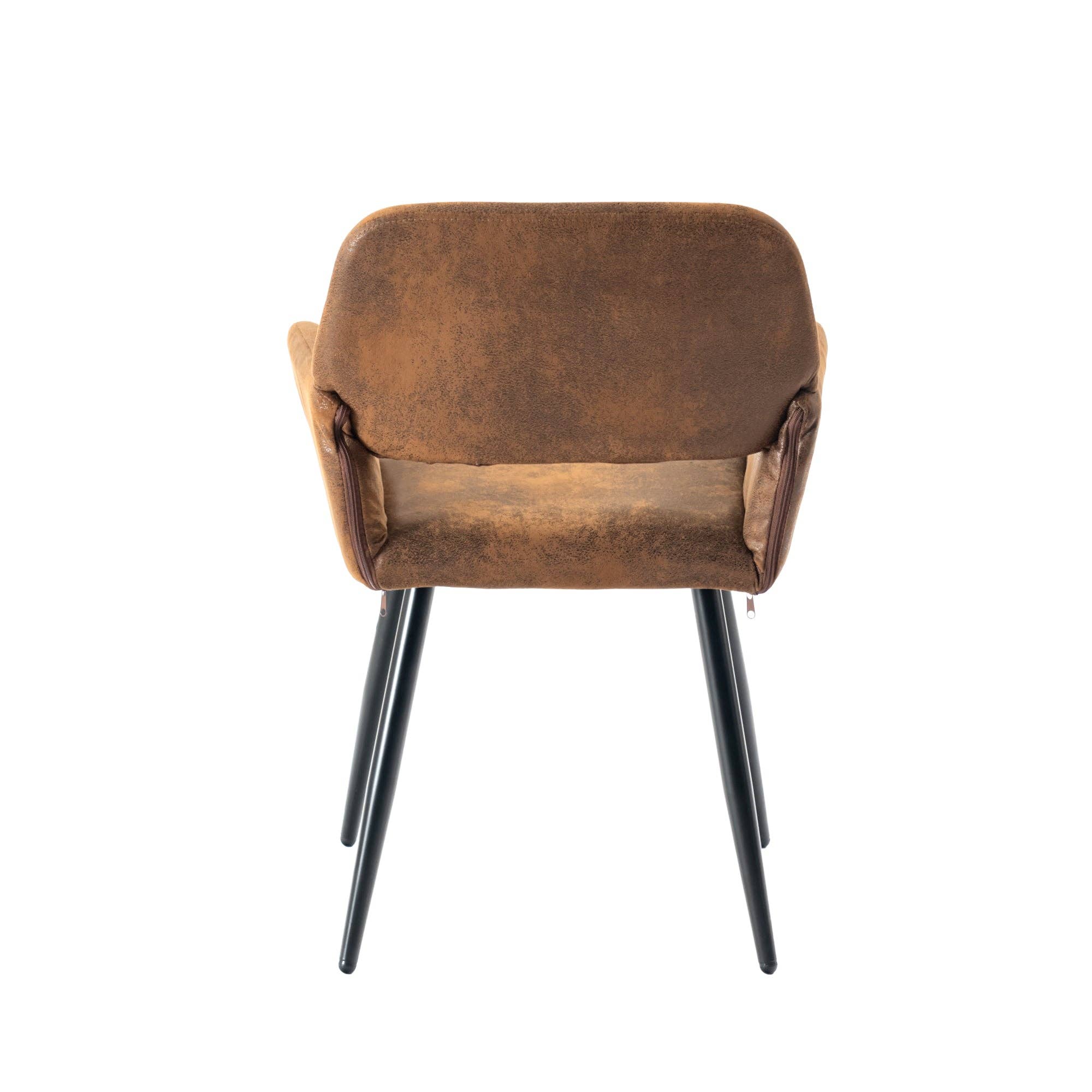 Urban Meuble - Wholesale Chair - Set of 4 industrial style dining chairs in retro brown fabric with black legs MAYFAIR SUEDE BROWN X29