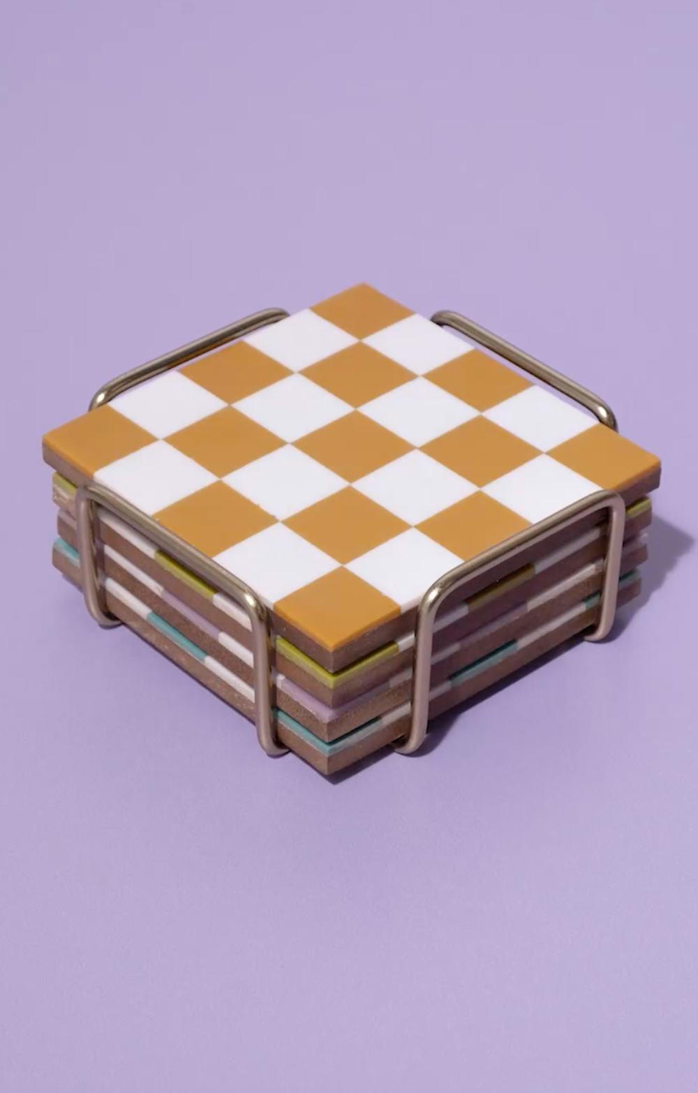 Made Market Co. – wholesale Coasters – Checkered Coasters Colored with Stand5