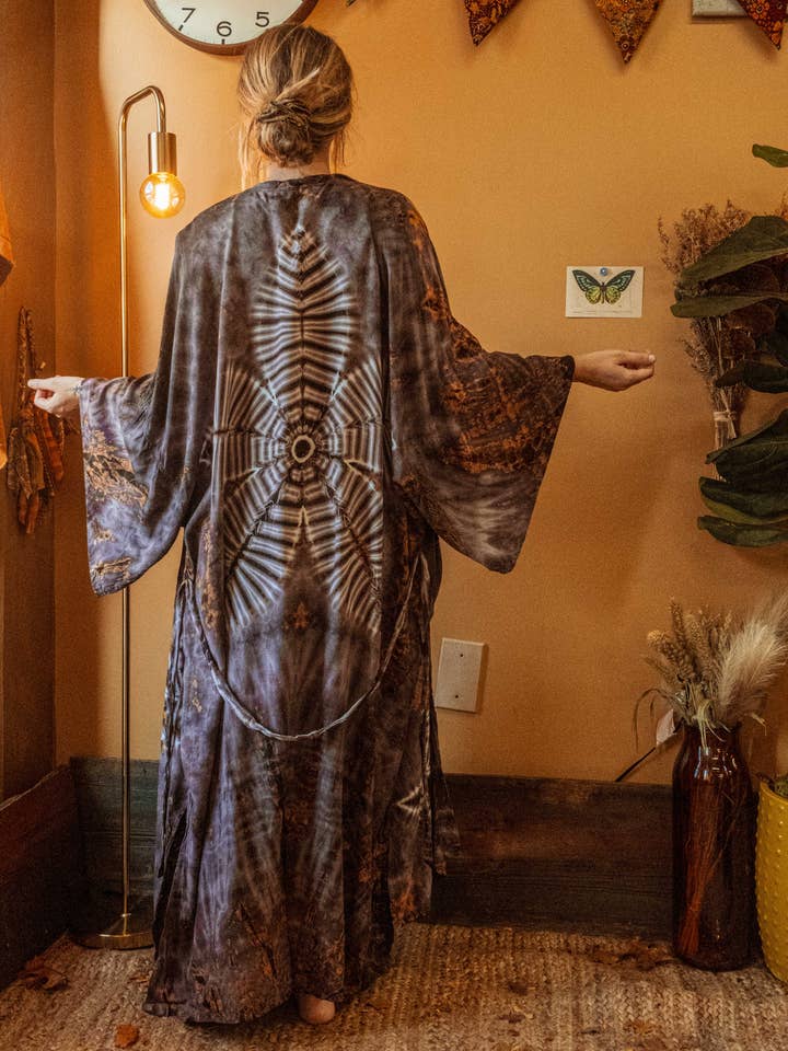 Gardenbelle Shop - Wholesale Kimono – Women's - Bohemian Hippie Hand Dyed Kimono, Earthy Boho Duster Robe0