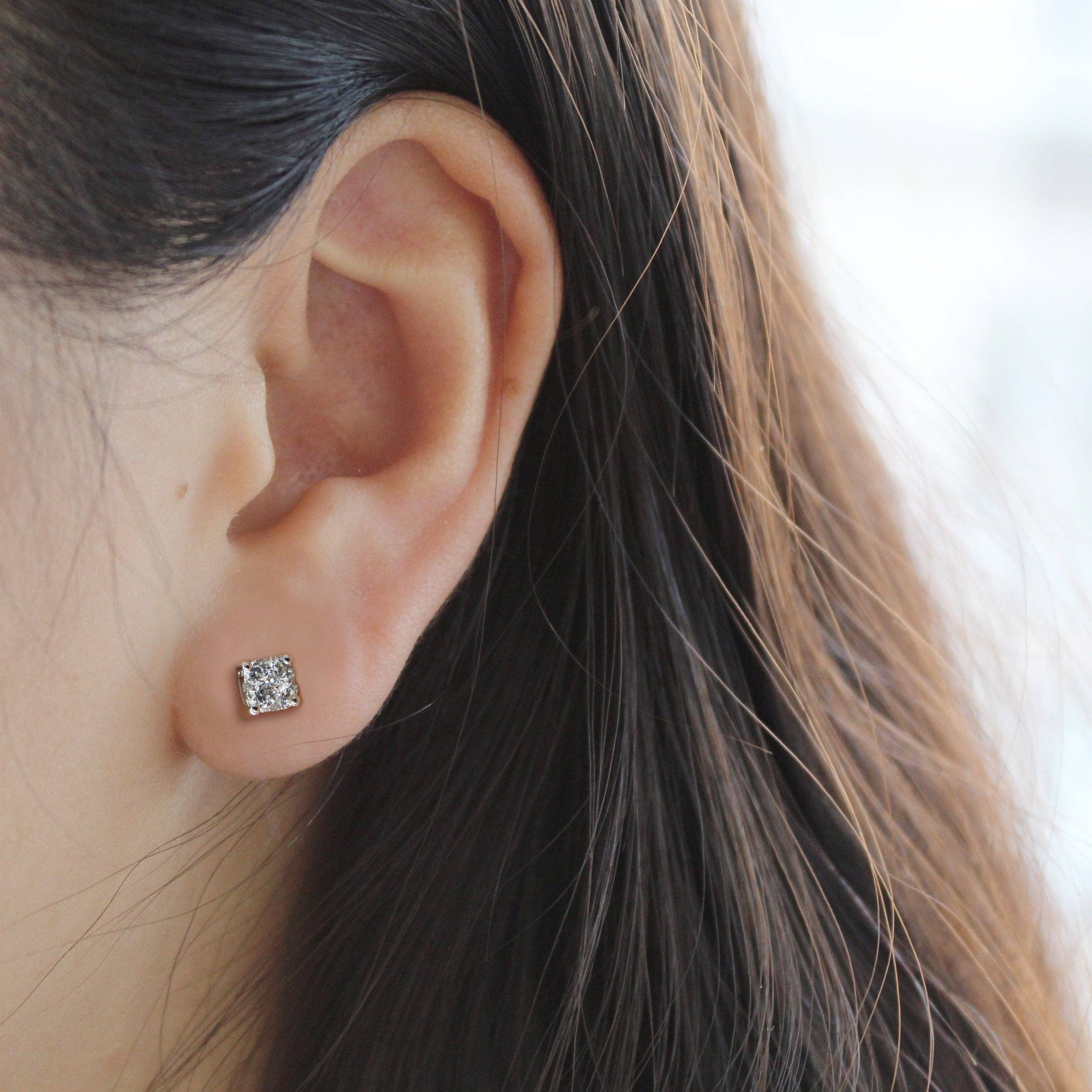 Fifth and Fine - Wholesale Stud/Post Earrings - 1/4 - 1 1/2 Cttw Cushion Diamond Stud Earrings set in 925 St11