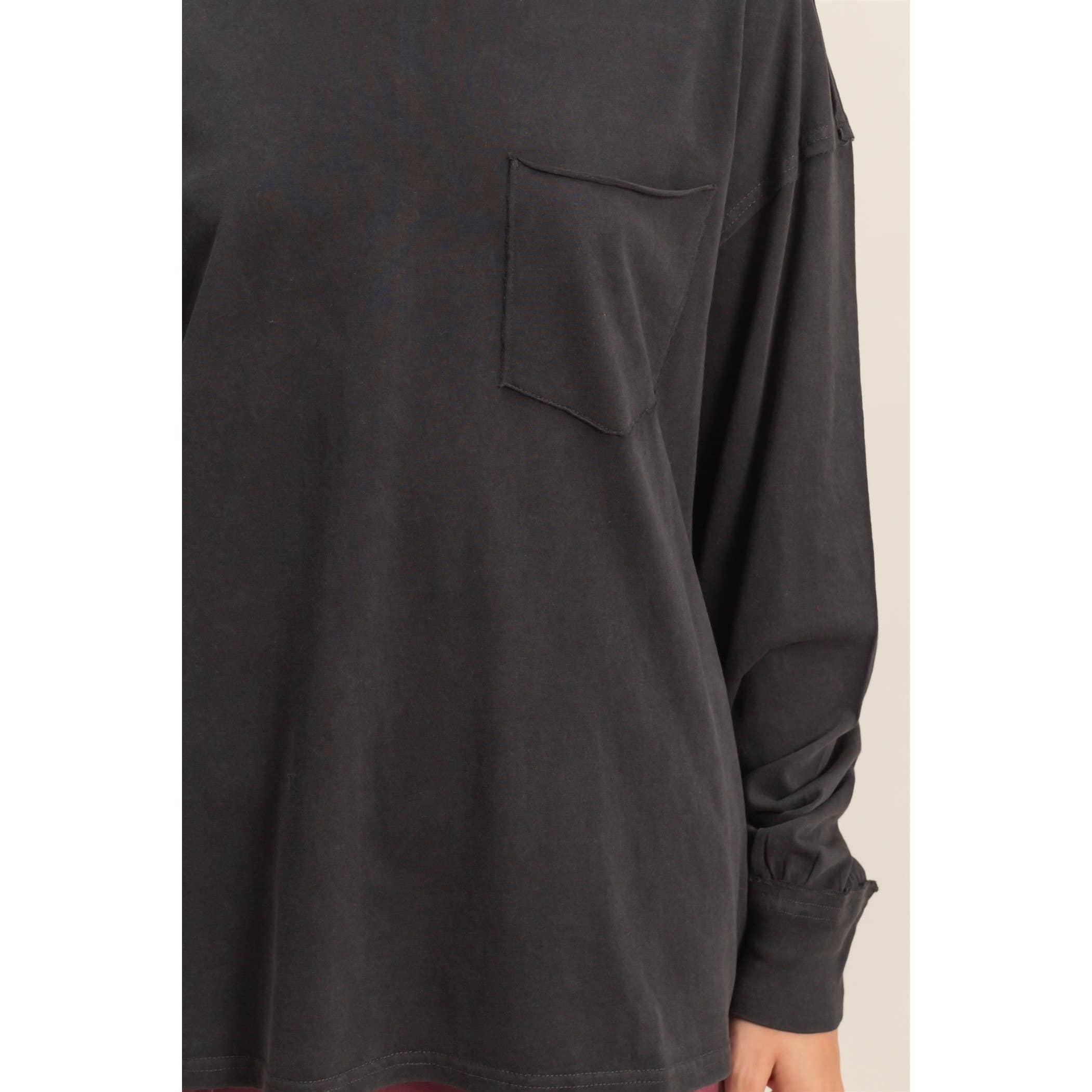 HYFVE - Vente Chemise – femme - T-shirt surdimensionné à manches longues et poches délavées24