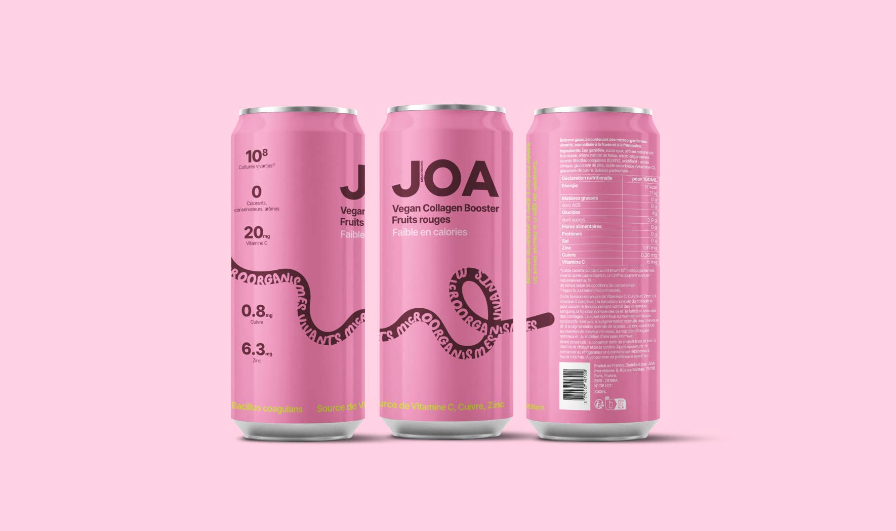 JOA Microbiome - Wholesale Soda/Carbonated Drink - Red Fruit Probiotic & Vegan Collagen Drink