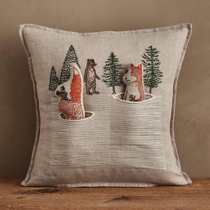 Winter Foxes Pocket Pillow for wholesale by Coral & Tusk
