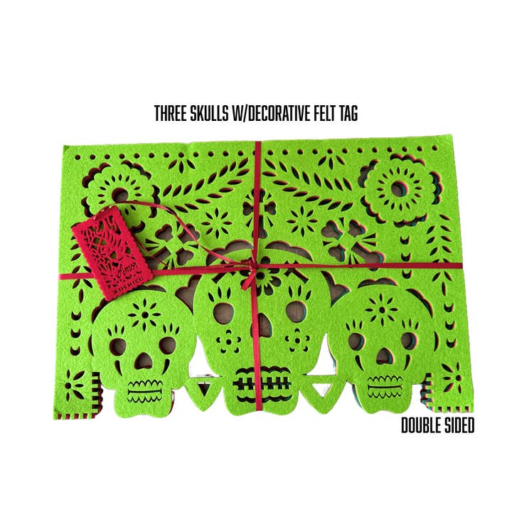 Set di tovagliette doppia faccia in feltro «Papel Picado» (Muertos) per la vendita all'ingrosso da parte di Xochico