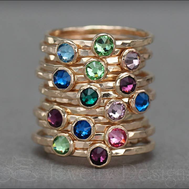 Gold Birthstone Stacking Ring for wholesale by LE Jewelry Designs
