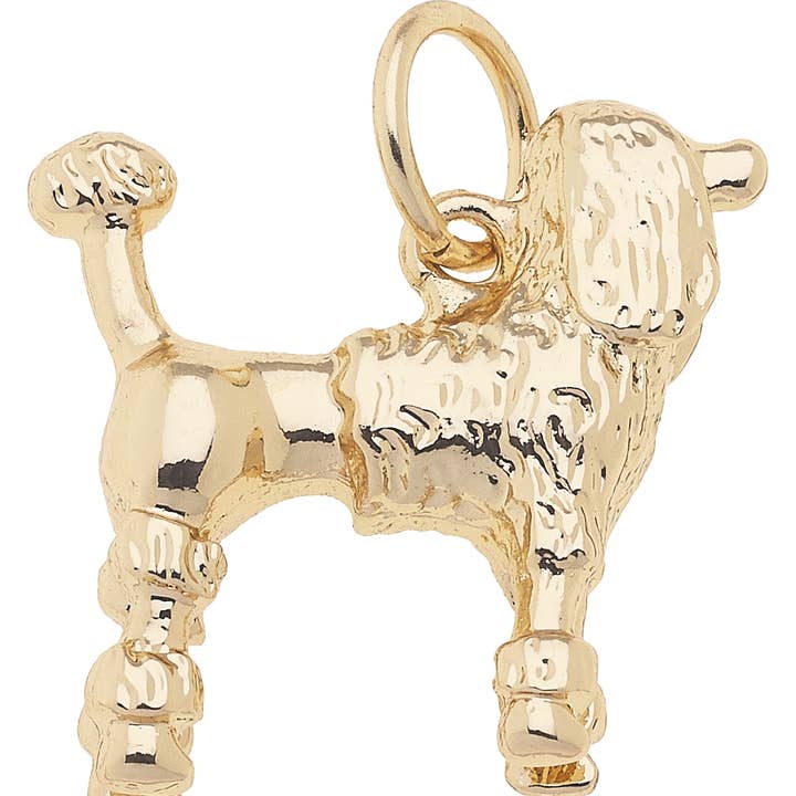 Standard Poodle Dog Charm in Shiny Gold for wholesale by Canvas Style