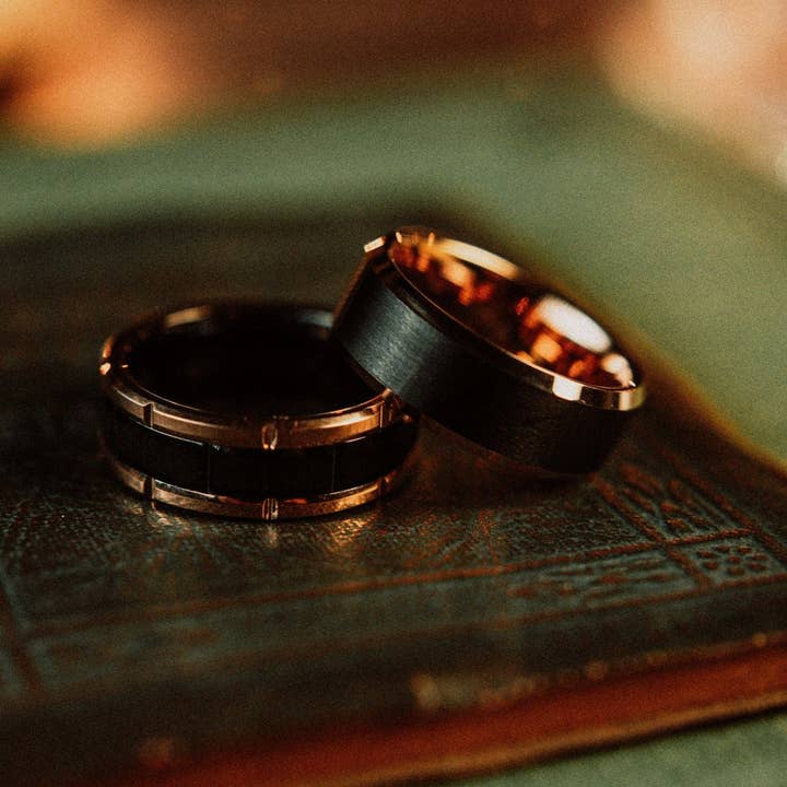 Vintage Gentlemen - Wholesale Band/Stacked Ring - The “Gatsby” Ring - 14kt Gold Plated Tungsten2