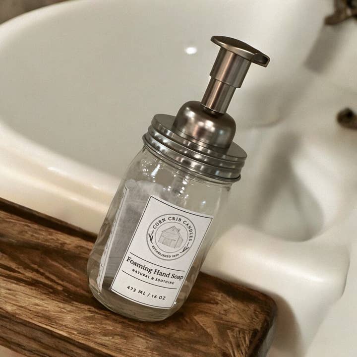 Mason Jar Foaming Soap Dispenser for wholesale by CORN CRIB CANDLES