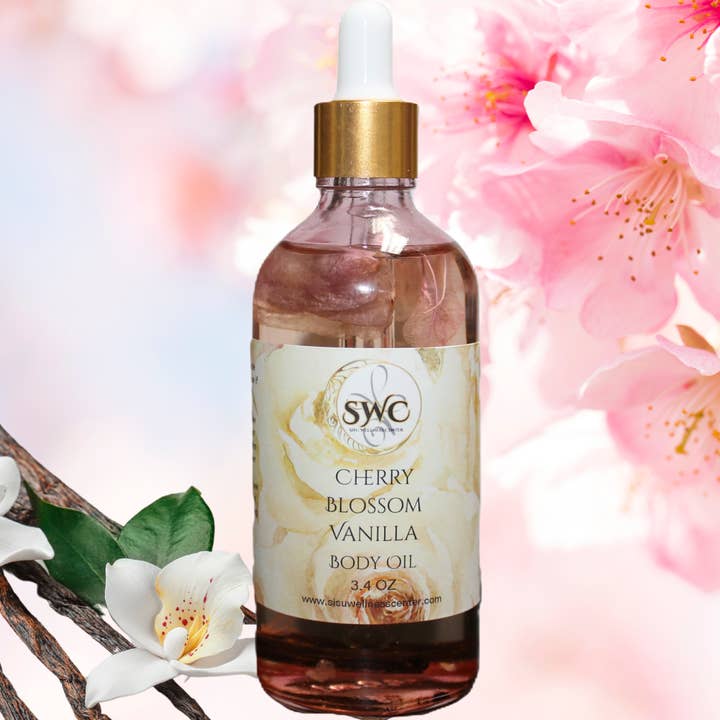Huile pour le corps Cherry Blossom Vanilla pour la vente par SWC Sisu Wellness Center