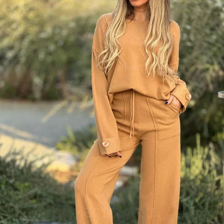 Relaxed Knit Top and Pants Set and other Purchase Wholesale loungewear list. Free Returns & Net 60 Terms on Faire trending on Faire.