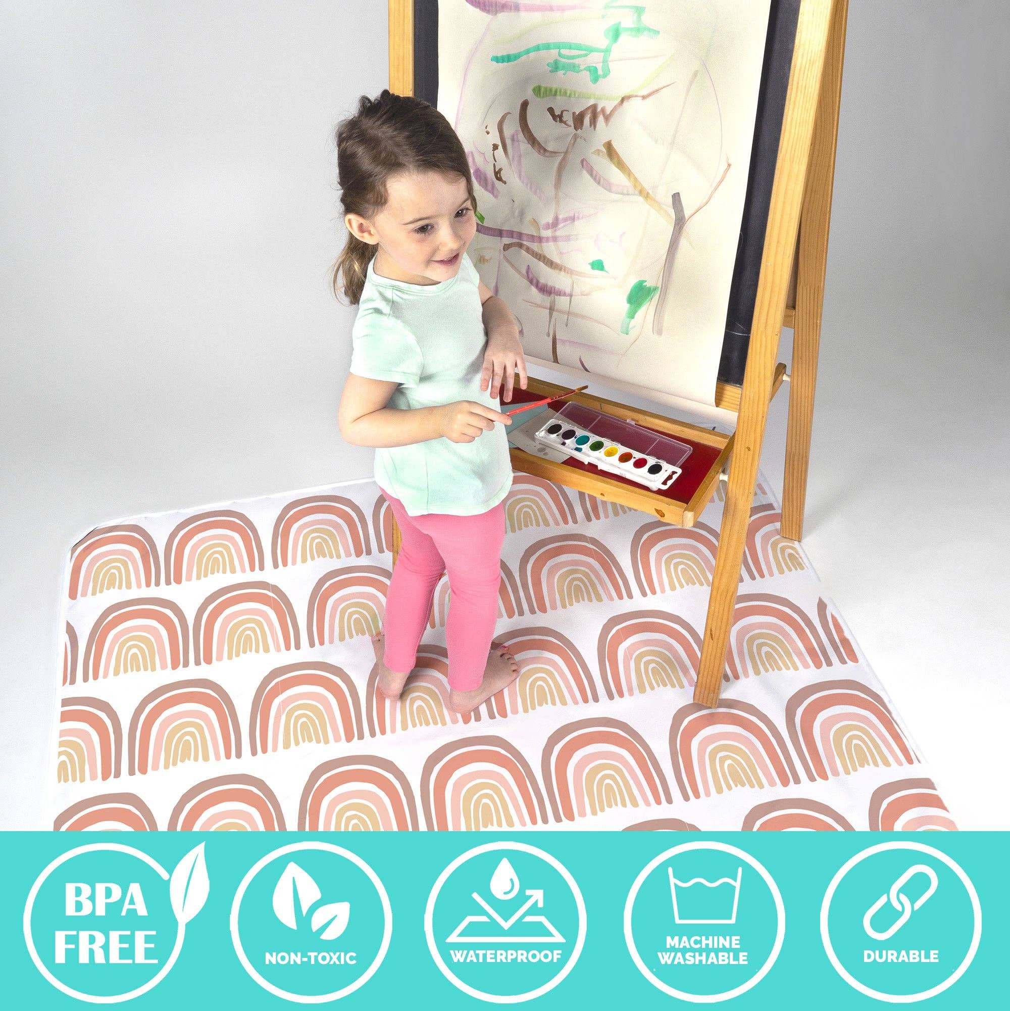 Wildkin - Vente Tapis de jeu – enfant et bébé - Tapis à éclaboussures pour bébé - Boho Rainbow7