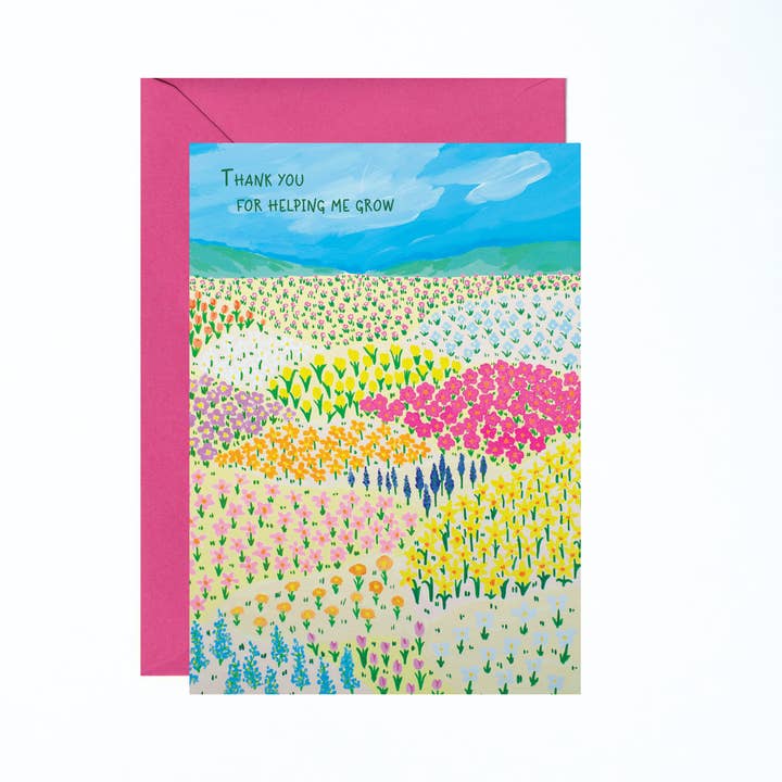 Flower Field Bedankt dat je me hebt geholpen om Card te laten groeien voor wholesale door Charlotte Farr Illustrations