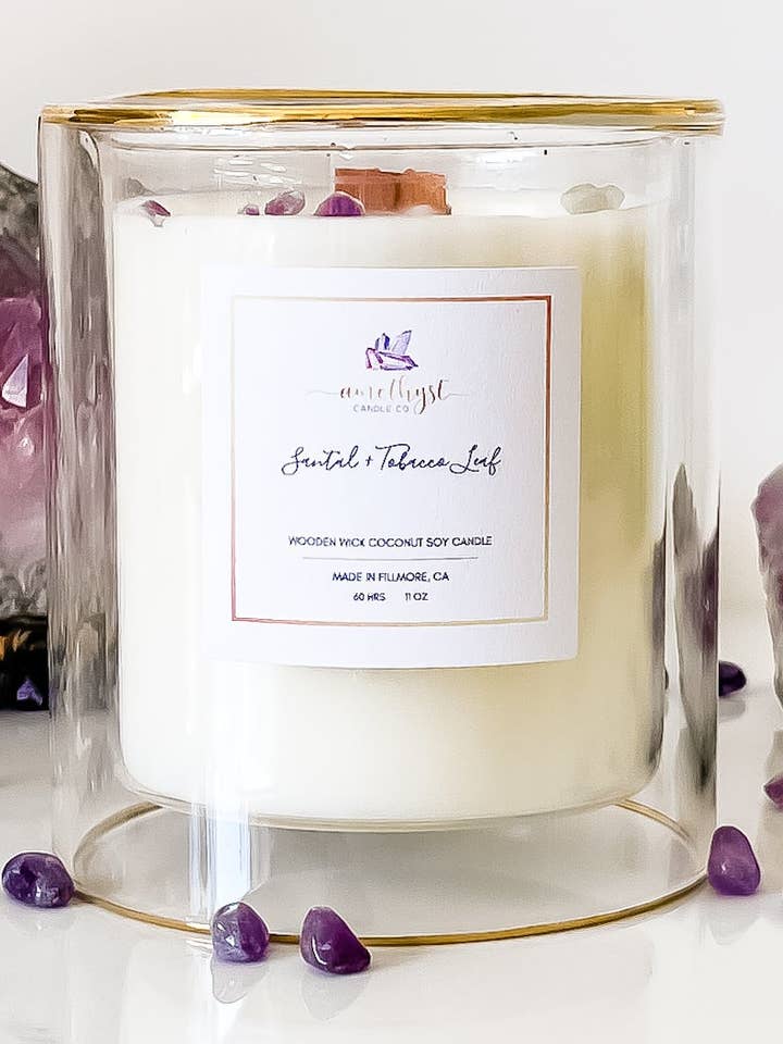 santal + feuille de tabac pour la vente par Amethyst Candle Co.