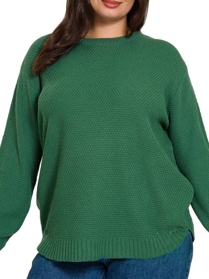 Plus Round Neck Basic Sweater for wholesale by Vanilla Monkey