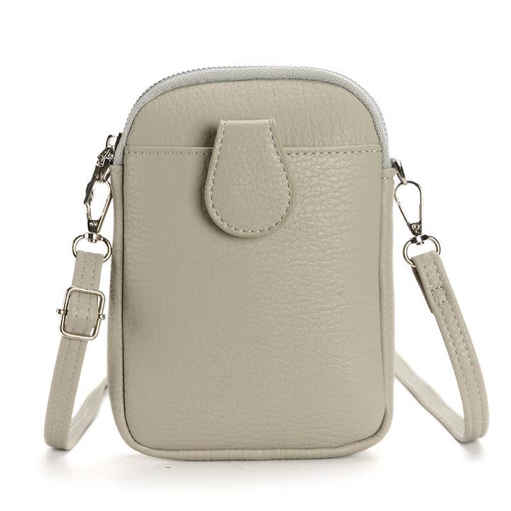 Superbia – wholesale Crossbody bag – Women's – Small Soft Silver Toned Front Pocket Mobile Bag16
