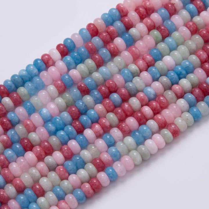 8mm Multicolor Pink-Blue-White Quartz Rondelle Natural Gemstone Bead Strand Finding | WA-399 for wholesale by Aim Eternal