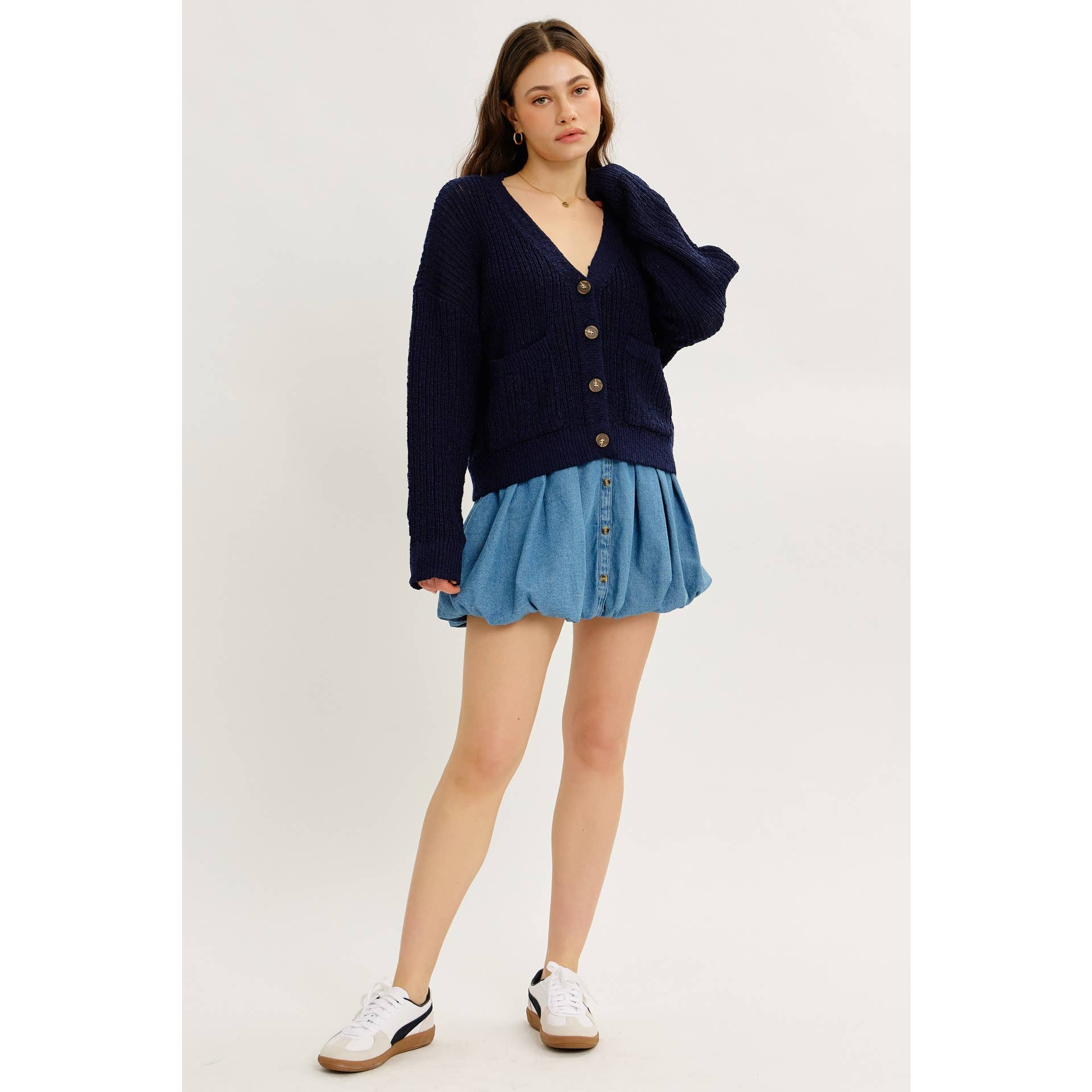 idem ditto – Engroshandel Cardigan - Dame – Ubesværet cool løs sweater-cardigan med lommer20