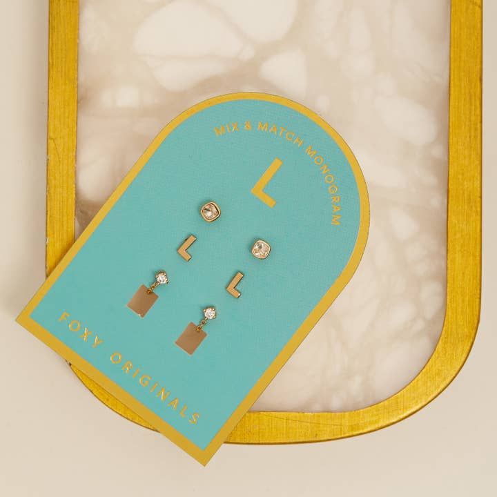 Foxy Originals - Wholesale Jewelry Set - Monogram Collection | Alphabet Mix & Match Earrings Pack32
