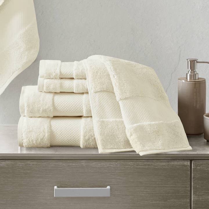 Turkish Cotton 6-Piece Bathroom Towel Set, Beige for wholesale by Olliix