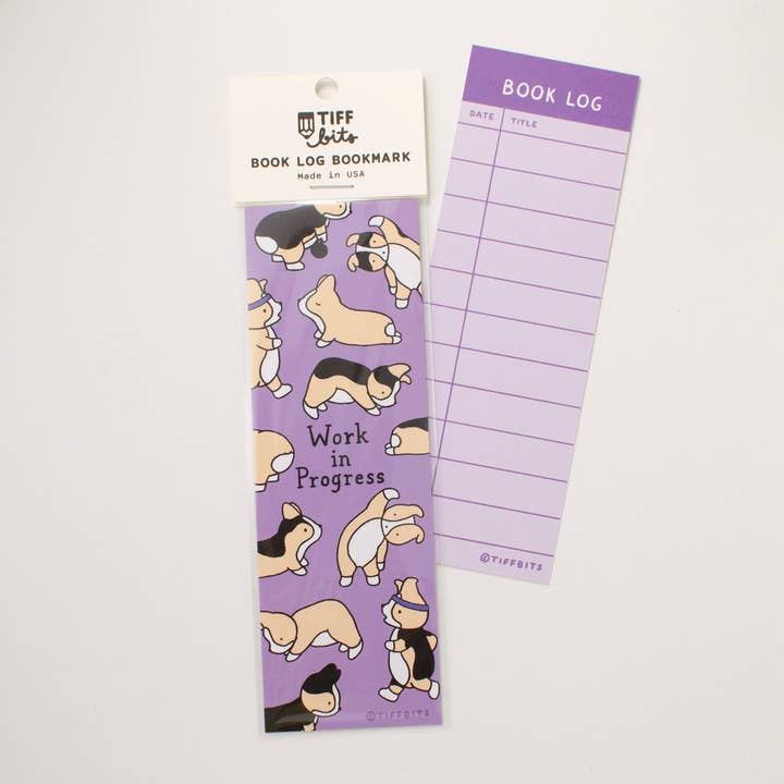 Work in Progress Corgis Exercising Book Log Bookmark for wholesale by Tiffbits