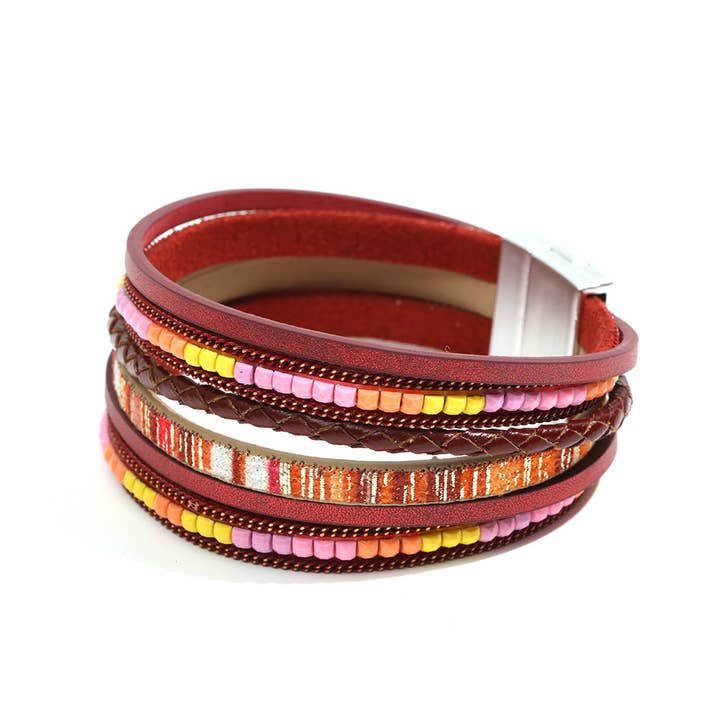 Lovesoft - Wholesale Woven/Braided Bracelet - Boho Multi Layer Leather Wrap Bracelet with Magnetic Clasp6