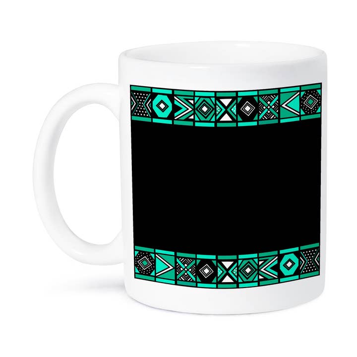 3dRose - Wholesale Coffee Mug - 3dRose, Turquoise Teal Blue and Black African Pattern - Art of Africa Inspired by Stylish Zulu Beadwork, Mug8