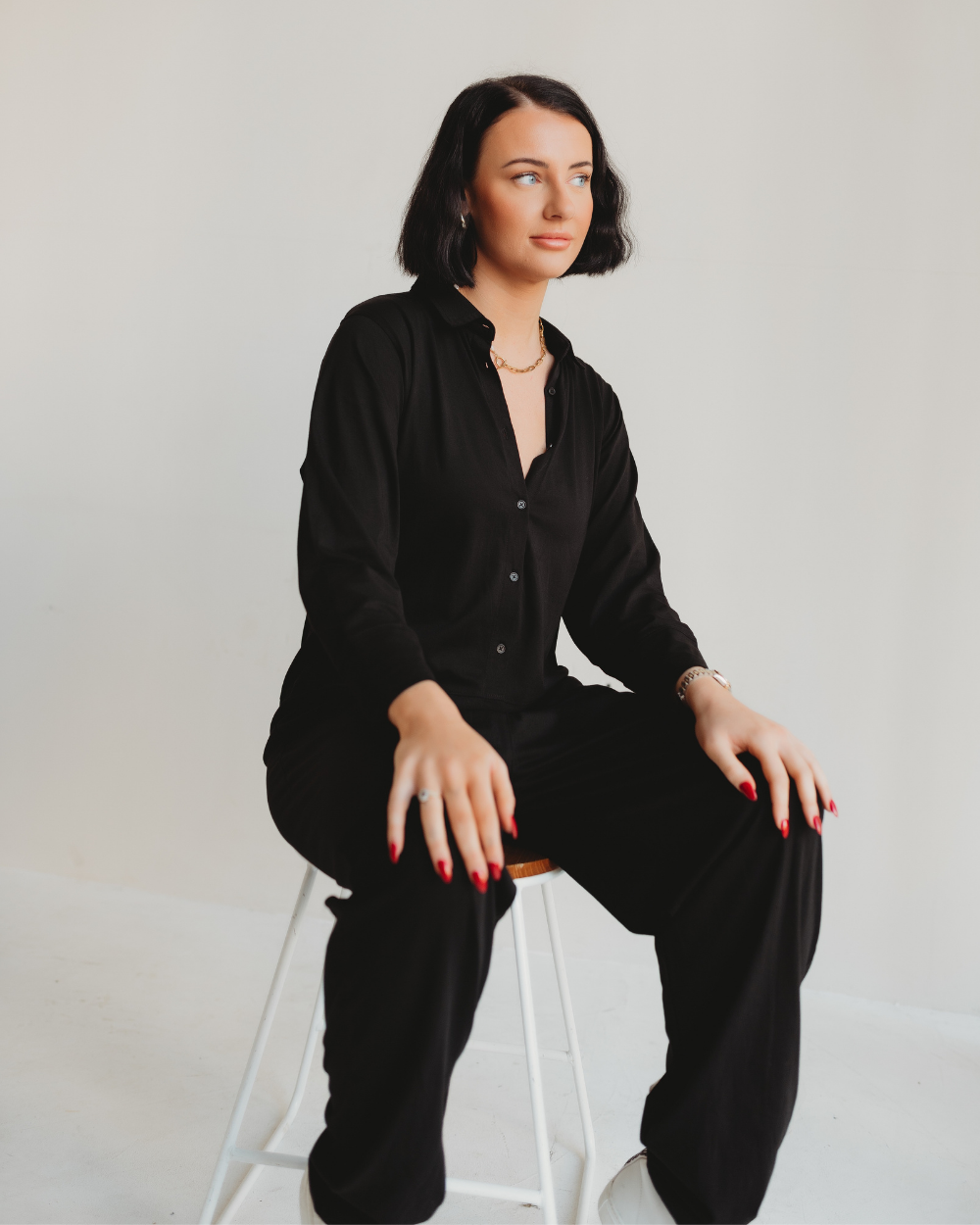 Shana Black Collared Jumpsuit for wholesale on Faire6