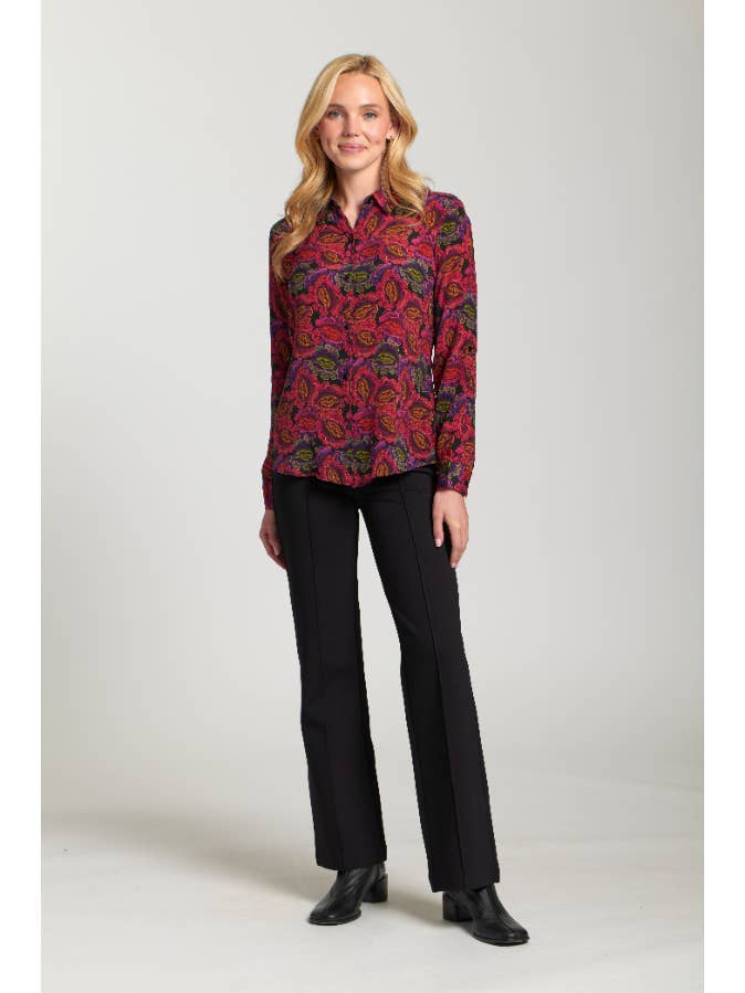 Button-up w/Roll-up Sleeve - Pink Multi for wholesale on Faire4