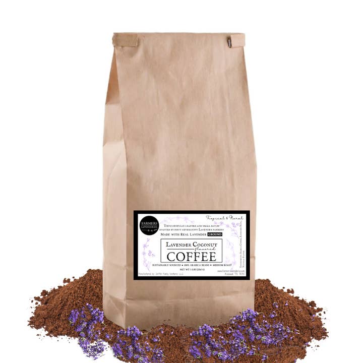 Bulk Lavendel Kokosnöt Kaffe (5 lbs) för wholesale av FARMERS Lavender Co.