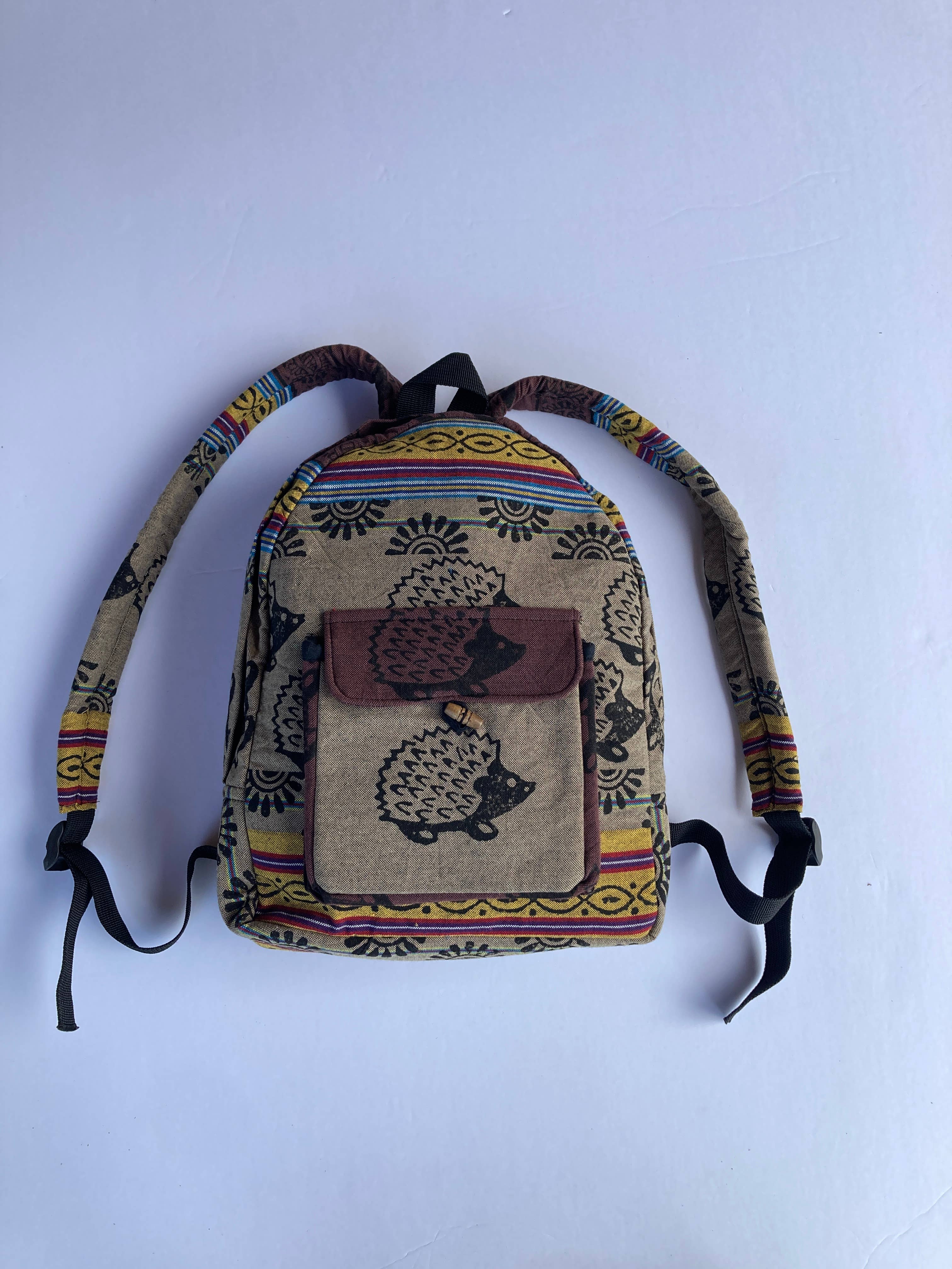 Ganesh Himal Trading - Wholesale Backpack - Women's - Small Cotton Blockprint Backpack with Adjustable Straps7