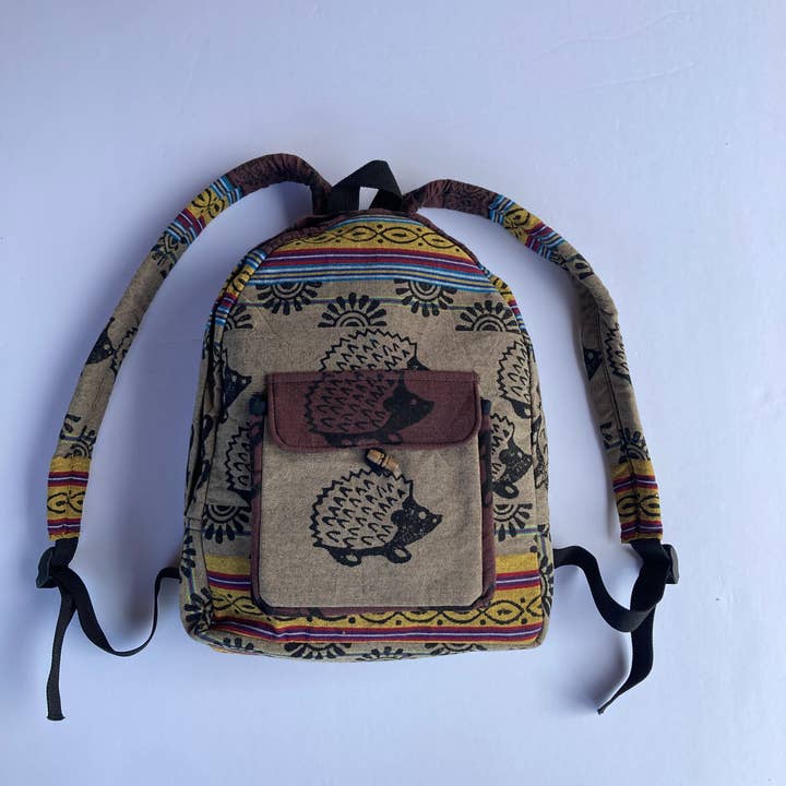 Ganesh Himal Trading - Wholesale Backpack - Women's - Small Cotton Blockprint Backpack with Adjustable Straps7